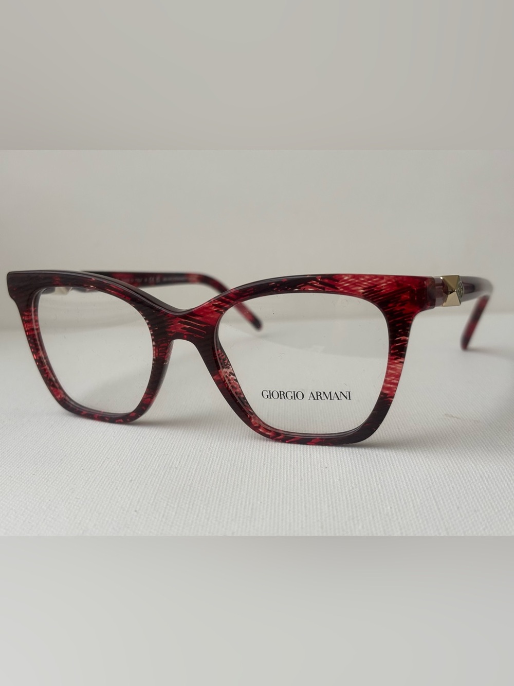 Giorgio Armani Women's Red Tortoiseshell Cat-Eye Optical Frames